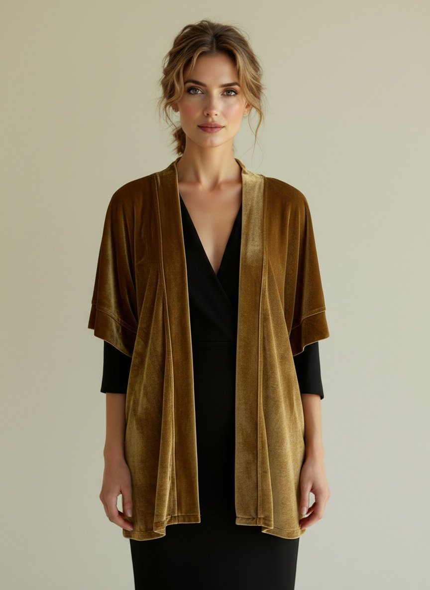 Kimono Corto Terciopelo Dorado