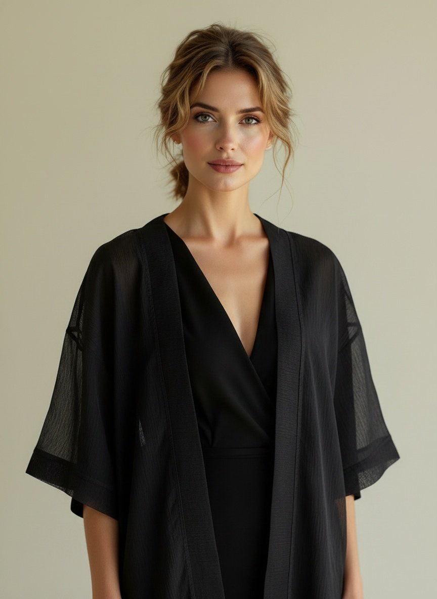 Kimono Corto Gasa Negra