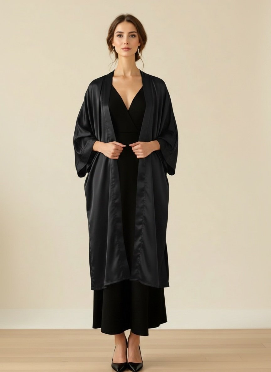 Kimono Largo Raso Negro