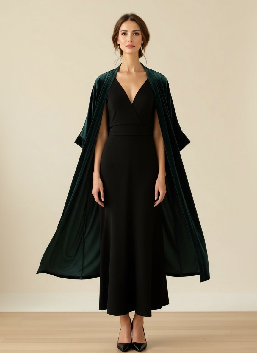 Kimono Largo Terciopelo Verde Esmeralda