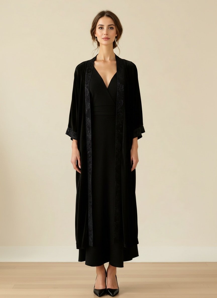 Kimono Largo Terciopelo Negro