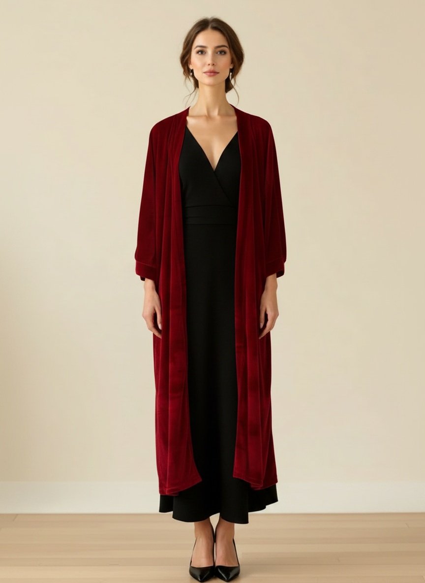 Kimono Largo Terciopelo Rojo